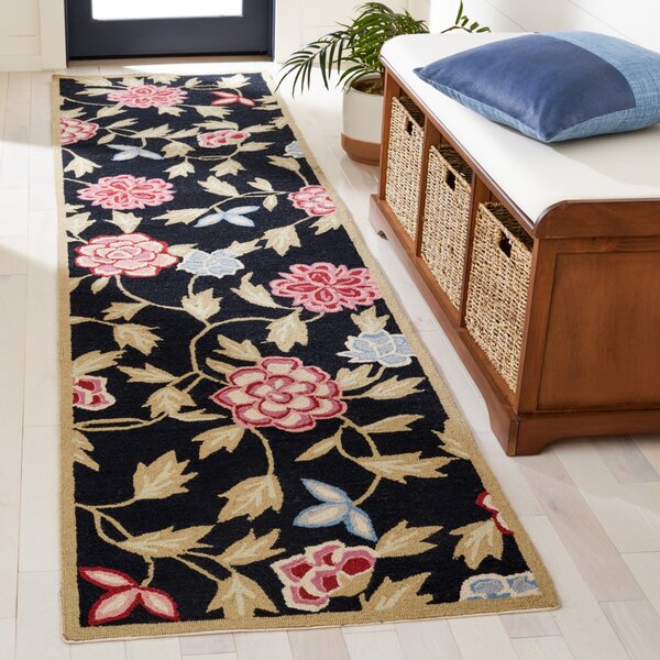 Winston Porter Jonsson Hand Hooked Wool Floral Rug Wayfair Canada